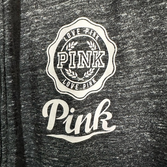 Victoria's Secret PINK Gray and White Hoodie Full Zip Large - Picture 3 of 4